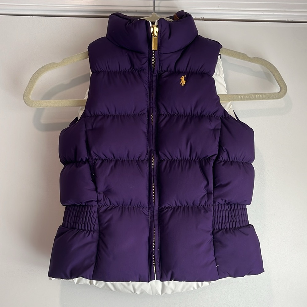 Ralph Lauren Reversible White/Purple Down Filled Puffer Vest 4T